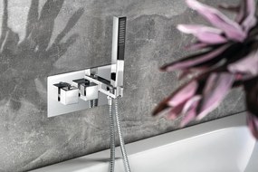 Baterie argintiu-lucios pentru duș încastrată (2 ieșiri) Latus – Sapho