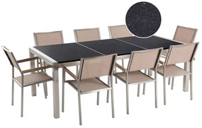 Set de masă pentru grădină Grosso (bej) (scaune bej) (pentru 8 persoane) (piatră). 1011654