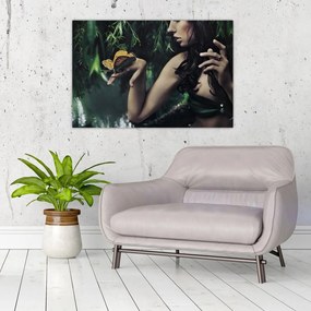 Tablou - Femeia grațioasă cu fluture (90x60 cm)
