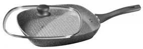 Tigaie grill Carl Schmidt Sohn Emdens, invelis ceramic marmorat, capac sticla, 28x28 cm