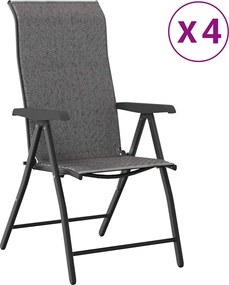 vidaXL Scaune Rabatabile De Gradina 4 buc., gri, poliratan