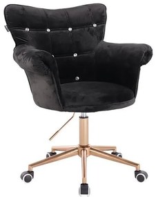 HR804CK scaun Catifea Negru cu Bază Aurie