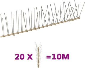 vidaXL Set bandă cu țepi antipăsări cu 4 rânduri 20 buc. plastic 10 m