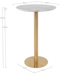 Masă de bar rotundă cu blat cu aspect de marmură ø 70 cm Bolzano – House Nordic