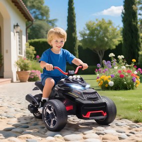 AIYAPLAY Quad electric copii mașină electrică pentru copii 12V 3 roți 2 motoare player MP3, claxon, 2 viteze 3-5 km/h negru | Aosom Romania