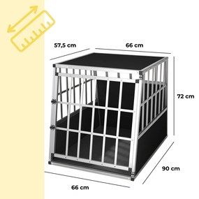 Cadoca Cușcă de transport pentru câini BRUNO, 66x90x72cm, argintiu/negru