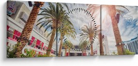 Tablou - palmier cu bazin (cu ceas) (90x30 cm)