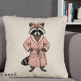 Perna Decorativa Albinuta Kawaii Vesela, 40x40 cm, Bej Canapea, Husa Detasabila, Perna Inclusa, BEKZ®