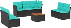 vidaXL Set canapele de grădină cu perne, 8 piese, negru, poliratan