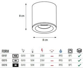 Spot aplicat design minimalist cu protectie IP65 FORM alb