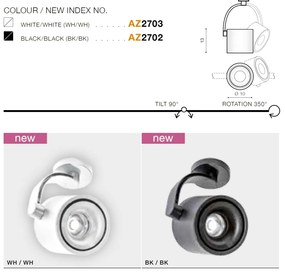 Spot LED cu brat aplicat directionabil de tavan/plafon COSTA alb