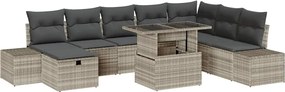 vidaXL Set de canapele pentru grădină 9 pcs Gri deschis poliratan