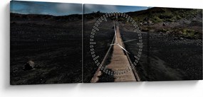 Tablou drumul de lemn în amurg (cu ceas) (90x30 cm)