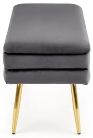Bancă cu spațiu de depozitare VELVA 37x78 cm gri/auriu