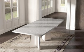 Set lemn masiv masă și scaune Mara White - 8 scaune, 250 × 115 × 76 cm