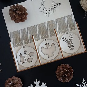 SENTOP | Decoratiuni din lemn de Craciun din lemn, 1 set-18 bucati