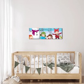 Tablou - Bucurii de iarnă pentru copii (cu ceas) (90x30 cm)