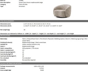 Fotoliu pivotant design elegant LUX Amore, bej mademoiselle 115481 HZ