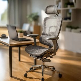Scaun ergonomic SYYT 9520 gri, brațe 4D și șezut reglabil