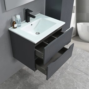 Trent 60 dulap de baie inferior cu chiuvetă ceramică 2 sertare, gri antracit