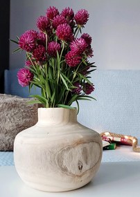 Vaza decorativa Paulownia din lemn natur 18x15 cm