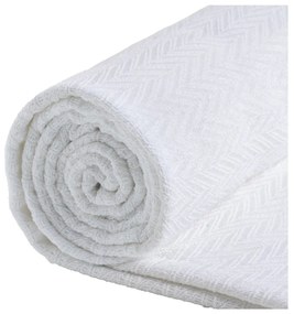 Cuvertură albă din bumbac reciclat 260x280 cm Spike – Ixia