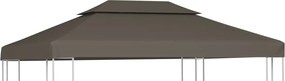 vidaXL Acoperiș de pavilion, 2 niveluri, gri taupe, 4x3 m, 310 g/m²