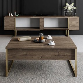 Set de mobilier pentru living Luxe, Nuc- Auriu