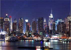 Tablou pe sticlă - Zgârie-nori din New York iluminate (70x50 cm)