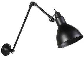Lampă de perete industrială neagră reglabilă - Wye