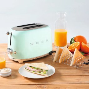 Prajitor de paine SMEG 50's Style TSF01PGEU, 950 W, 2 felii, 6 trepte, Tava pentru firimituri, Cablu integrat, Otel inoxidabil, Verde