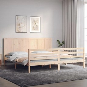 vidaXL Cadru pat cu tăblie 200x200 cm, lemn masiv de pin