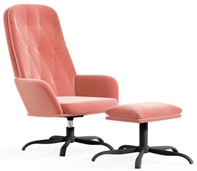 3097634 vidaXL Scaun de relaxare cu taburet, roz, catifea