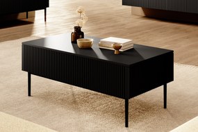 Masuta de cafea Nicole 120 cm cu sertare si picioare metalice - negru mat / picioare negre