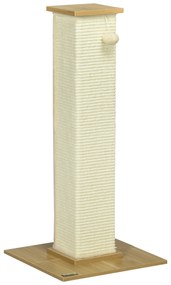 PawHut Kratzbaum cu jucării, 38 cm x 38 cm x 80 cm, Bej + Natur | Aosom Romania