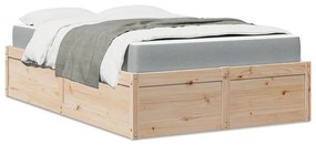 vidaXL Pat cu saltea, 140x190 cm, lemn masiv pin