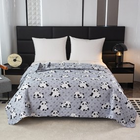 Cuvertura de pat cu model PANDA gri Dimensiuni: 170 x 210 cm
