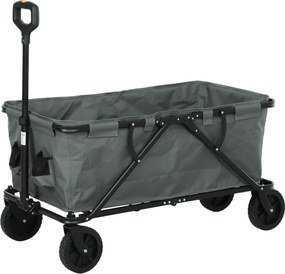 Outsunny Căruț de grădină de 120 kg, pliabil, căruț de transport cu acoperire detașabilă 160 litri Gri închis | Aosom Romania