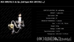 Aplica de perete cristal Bohemia N21 009/01/1-A; lip.