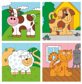 Puzzle din lemn cuburi - Imagini de stivuit 3 x 3