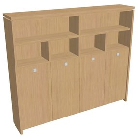 Dulap înalt pentru haine Verno 248 x 46 x 210 cm, cu rafturi, stejar deschis