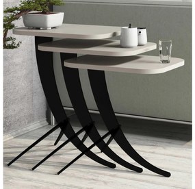 Set 3buc. măsuțe cafea Lepuki (crem) . 1094354