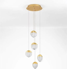 Lustra cu 5 pendule LED ALICIA auriu