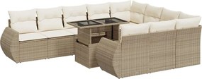 vidaXL Set canapele de grădină cu perne, 11 piese, bej, poliratan
