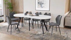Mazzoni Masă ovală extensibilă EXPANSO Alb Mat / picioare negre