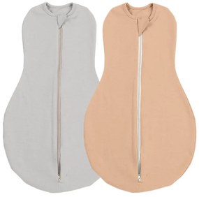 Set 2 sistem de infasat cu fermoar dublu Kidizi SnugPod Grey Peach S, pentru nou-nascuti 2.6-5 kg, 0.5 tog