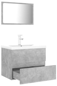 Set mobilier de baie, gri beton, PAL Gri beton, 60 x 38.5 x 45 cm, 1