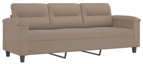 349227 vidaXL Canapea cu 3 locuri, gri taupe, 180 cm, țesătură microfibră