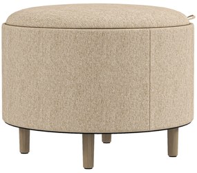 HOMCOM Pouf rotund taburet de odihnă cu depozitare, capac reversibil, mobilier 3 în 1 picior din lemn bej | Aosom Romania