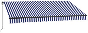 Outsunny Șuncă de soare Markiză Terasă, inclusiv Manivelă, rezistent la intemperii, 350 cm x 290 cm, Albastru + Alb | Aosom Romania